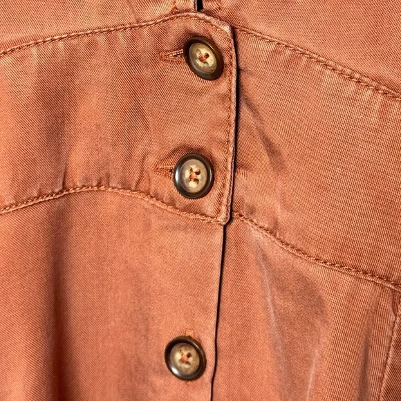 Quince Vintage Wash Tencel Button Front Dress Terracotta M - Picture 6 of 13